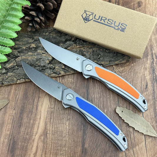 Folding Pocket EDC Knife D2 Blade 420 Steel Inlaid Carbon Fiber Handle Camping Outdoor Utility Survival Knives