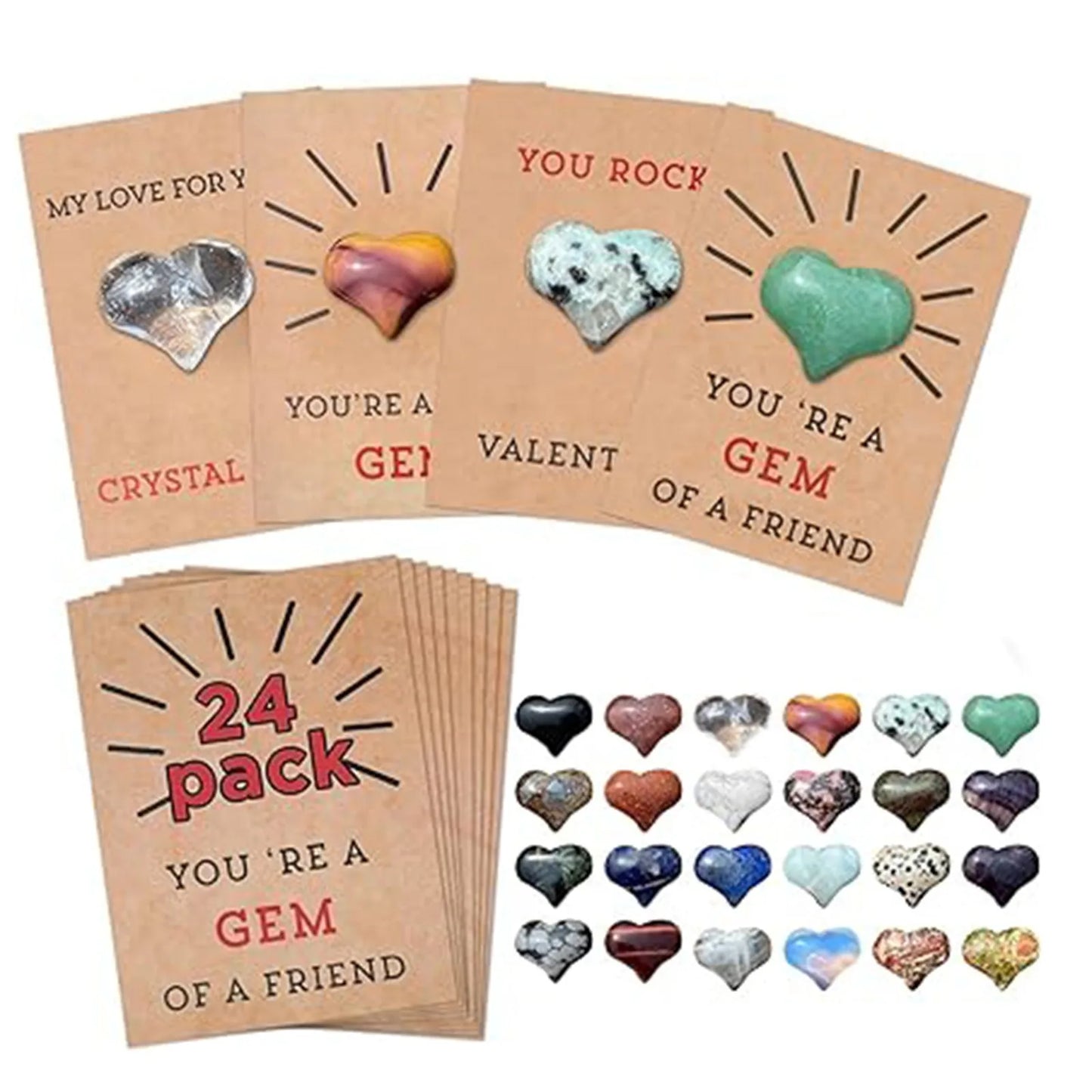 Valentines Day Gifts For Kids 24 Pack Valentines Cards With Heart-Shape Crystals San Valentin Exchange For Boystoddlers School