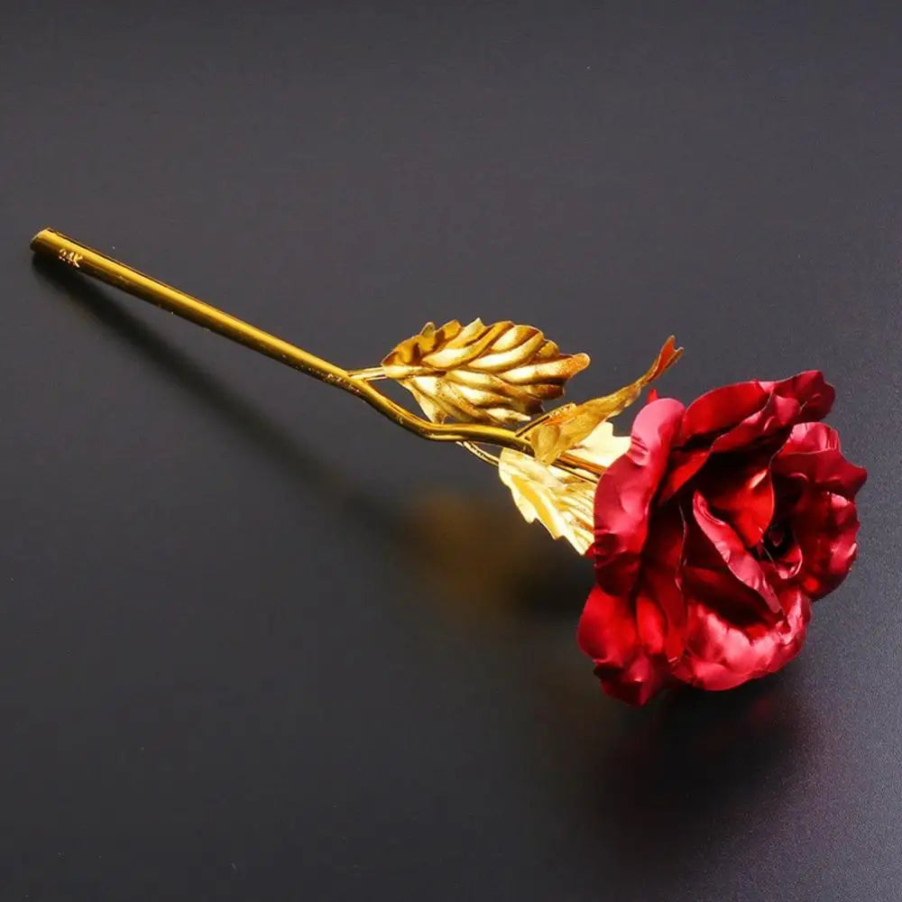 Golden Foil Artificial Rose Flower Long Stem Galaxy Rose Eternal Gold Flower Foil Artificial Roses Valentine's Day Lovers Gift