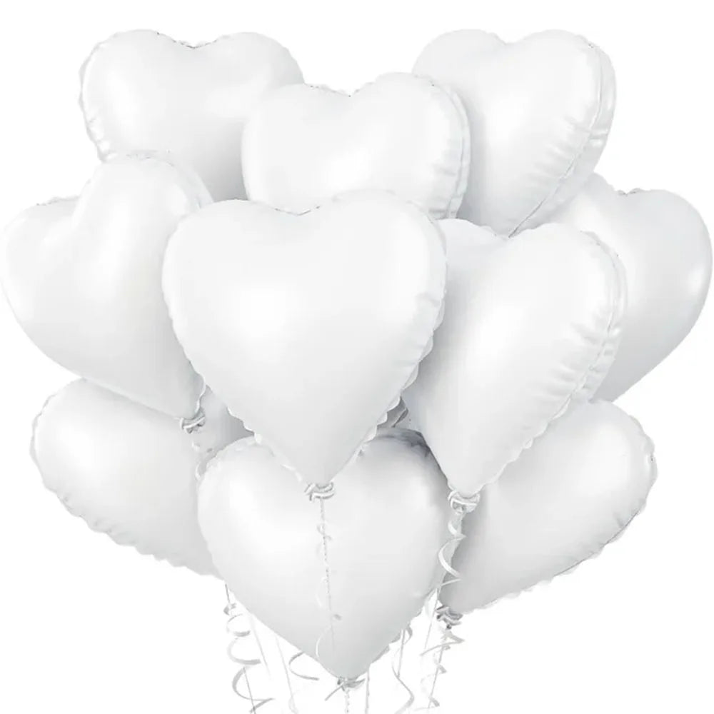 5/10pcs 18inch Heart Foil Balloons Pink Sage Green Heart Ballon for Birthday Party Valentines Day Wedding Anniversary Decoration