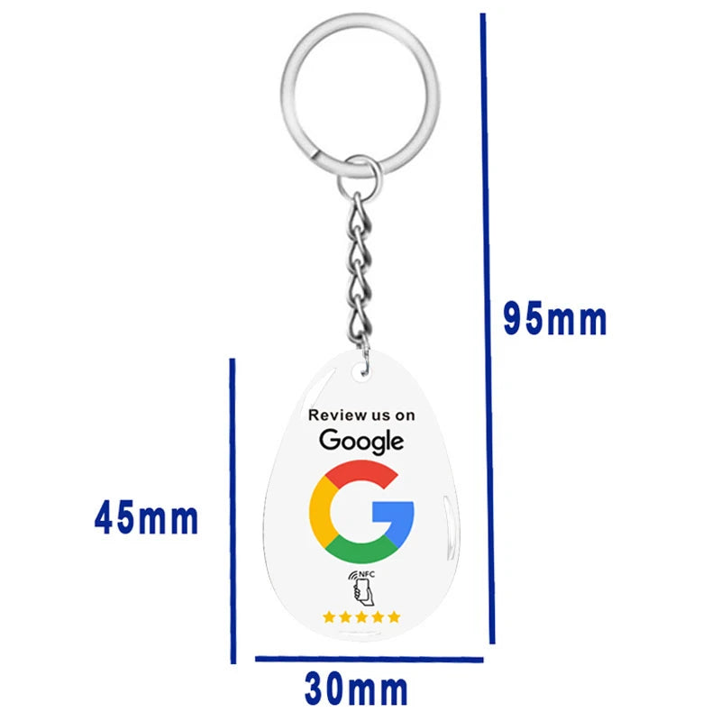 Smart Keychain Google Review Card - Intelligent Tap to Share Contact Info Keychain- Waterproof NFC Tag