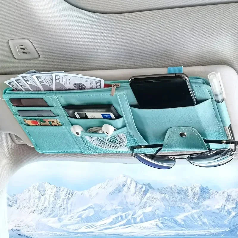 Car Sun Visor Organizer Storage Holder Styling Visor Clip Sunglasses Holder Card Ticket Pouch Organizer Accessories NEW