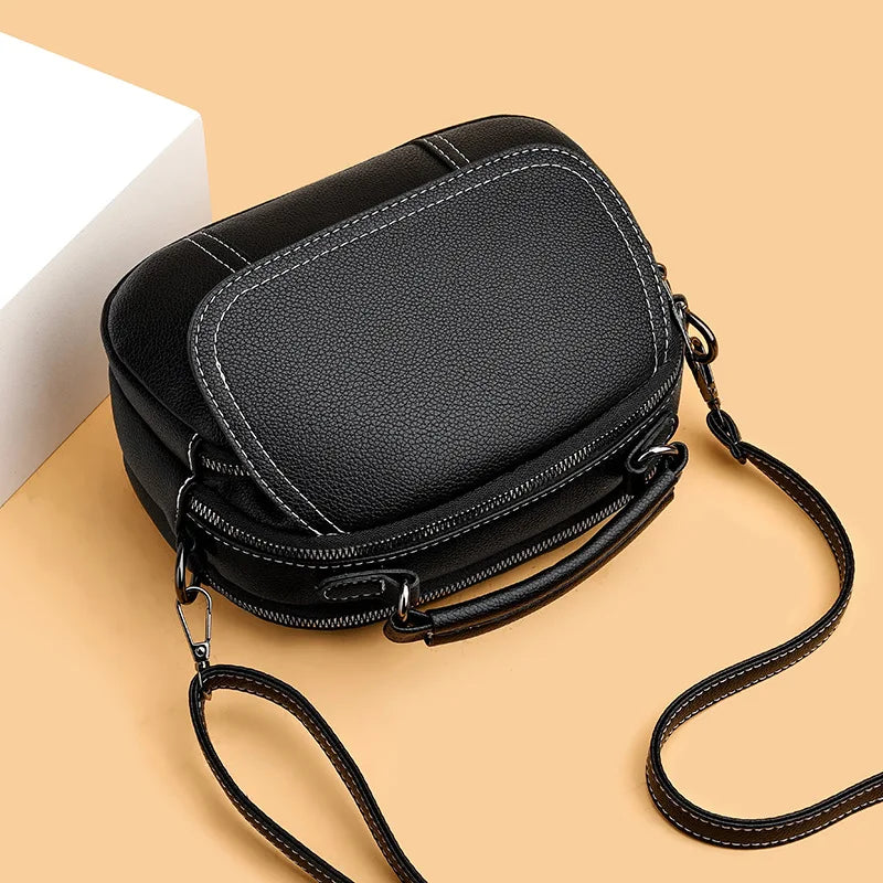 Luxury Double Zipper Women Shoulder Bags Soft PU Leather Phone Crossbody Bag Ladies Purse Clutch Female Shell Messenger Bag