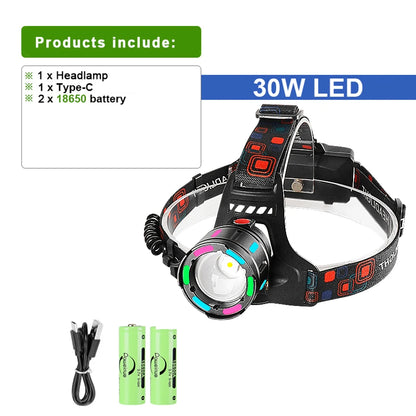 2024 New Super Powerful Headlamp 800W LED IR Sensor Headlight Rechargeable Head Flashlight 5000 Meter Head Lamp Fishing Lantern