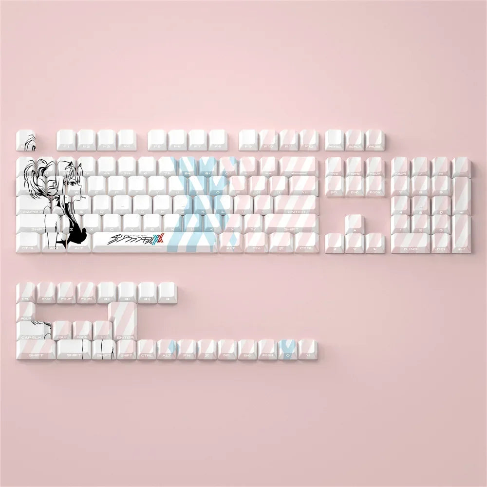 130 Key Side Engraved Transparent Cherry Key Cap Set PBT Simple Personality Key Cap for 60/64/84/98/108 Mechanical Keyboard