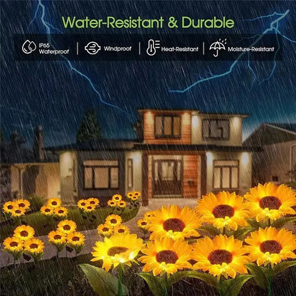 Solar Sunflower Light 1/3 Heads Outdoor Lawn Lights Waterproof Simulation Flower Landscape Lamp For Home Garden Christmas Decor