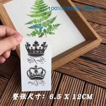 Crown Temporary Tattoo Art Couple Queen King Fake Tattoo Lasting Tatoo Sticker Lovers Arm Waterproof Sticker Tatuajes Temporales