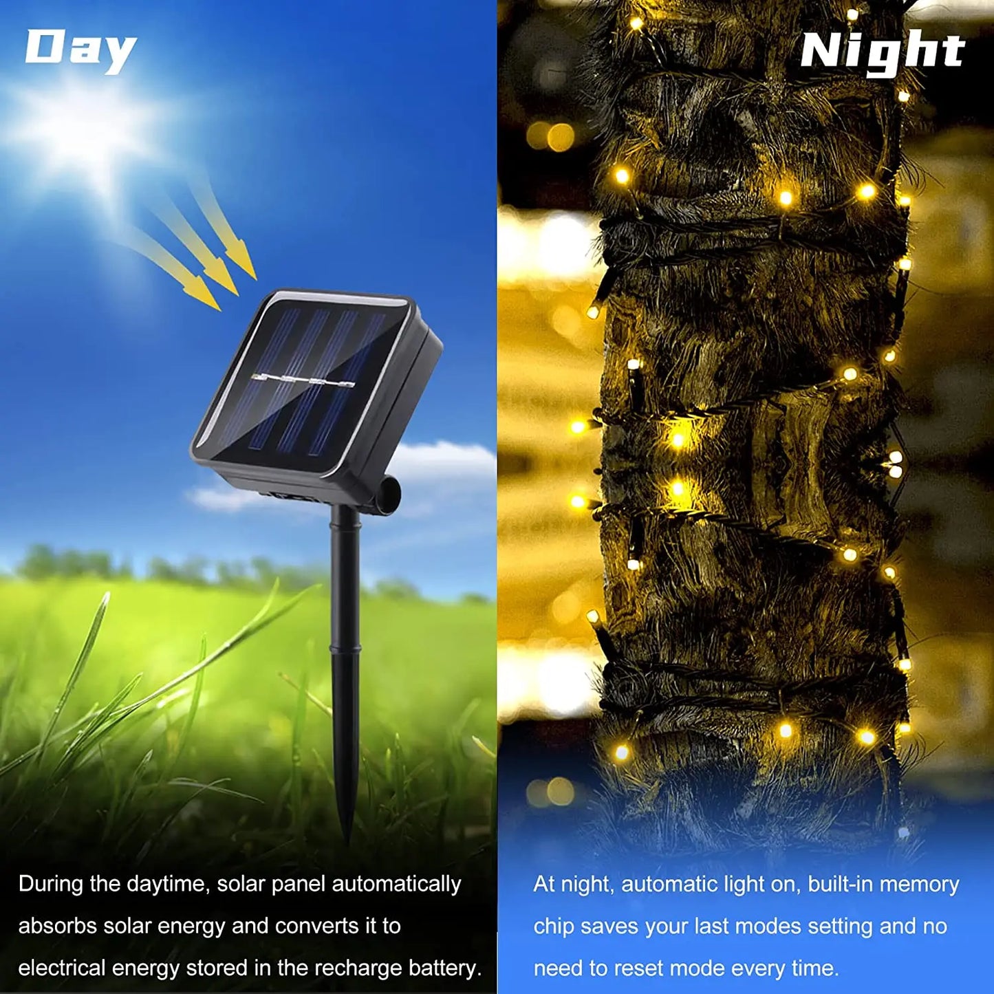 Outdoors Solar String Light 300LED 8 Modes Solar Lamp Waterproof for Gardens Wedding Party Valentines Christmas Tree Homes