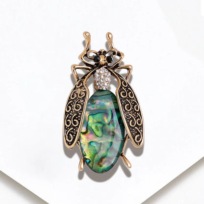 Cross Fashion Retro Insect Cicada Brooch Personalized Alloy Women's Rhinestone Cat's Eye Stone Gemstone Brooch