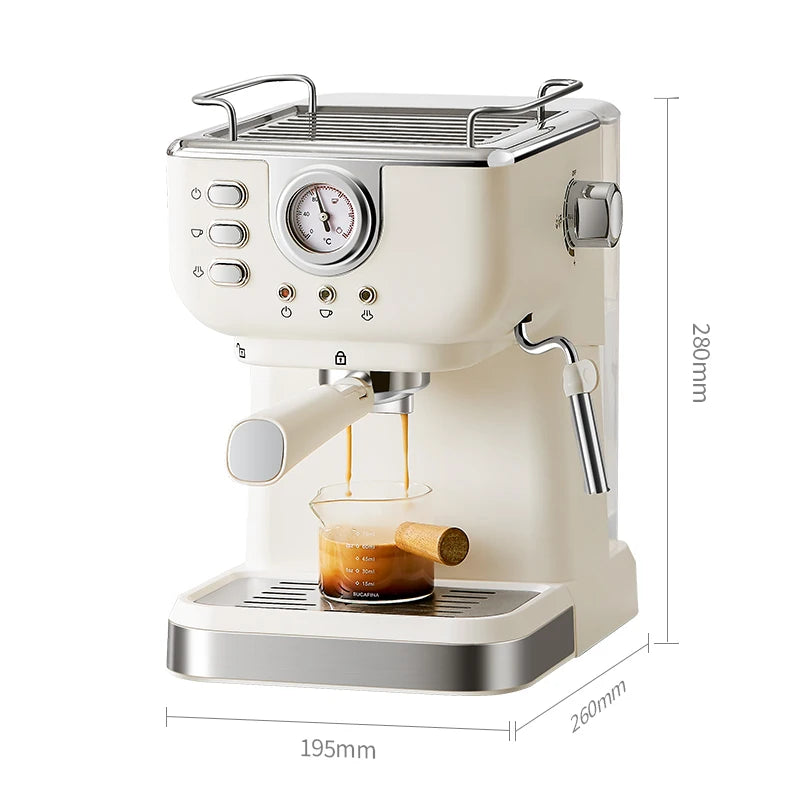 Italian Espresso Coffee Machine Stainless Steel Coffee Maker Semi-automatic  Commercial Steam Wand Milk Frother For Latte Office