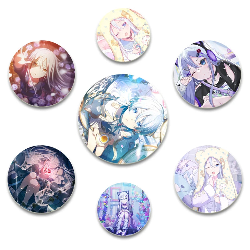 32/44/58mm Project SEKAI Anime Yoisaki Kanade Round Brooch Tinplate Badge for Clothes Backpack Jewelry Accessorie Hat Gifts