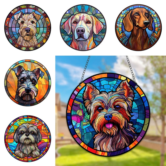 Dog Memorial Suncatcher, Pet Loss Suncatcher, Stained Light Catcher, Gifts for Dog Lovers, Dog Memorial Ornament Loss of Pet