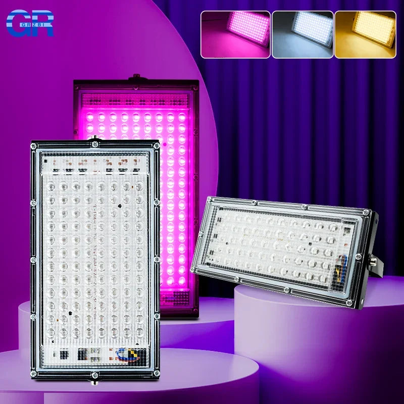 LED Grow Lights for Indoor Plants Full Spectrum Veg Bloom 220V 50W 100W Floodlight Switch Control Plant Light Seed Starting Seed