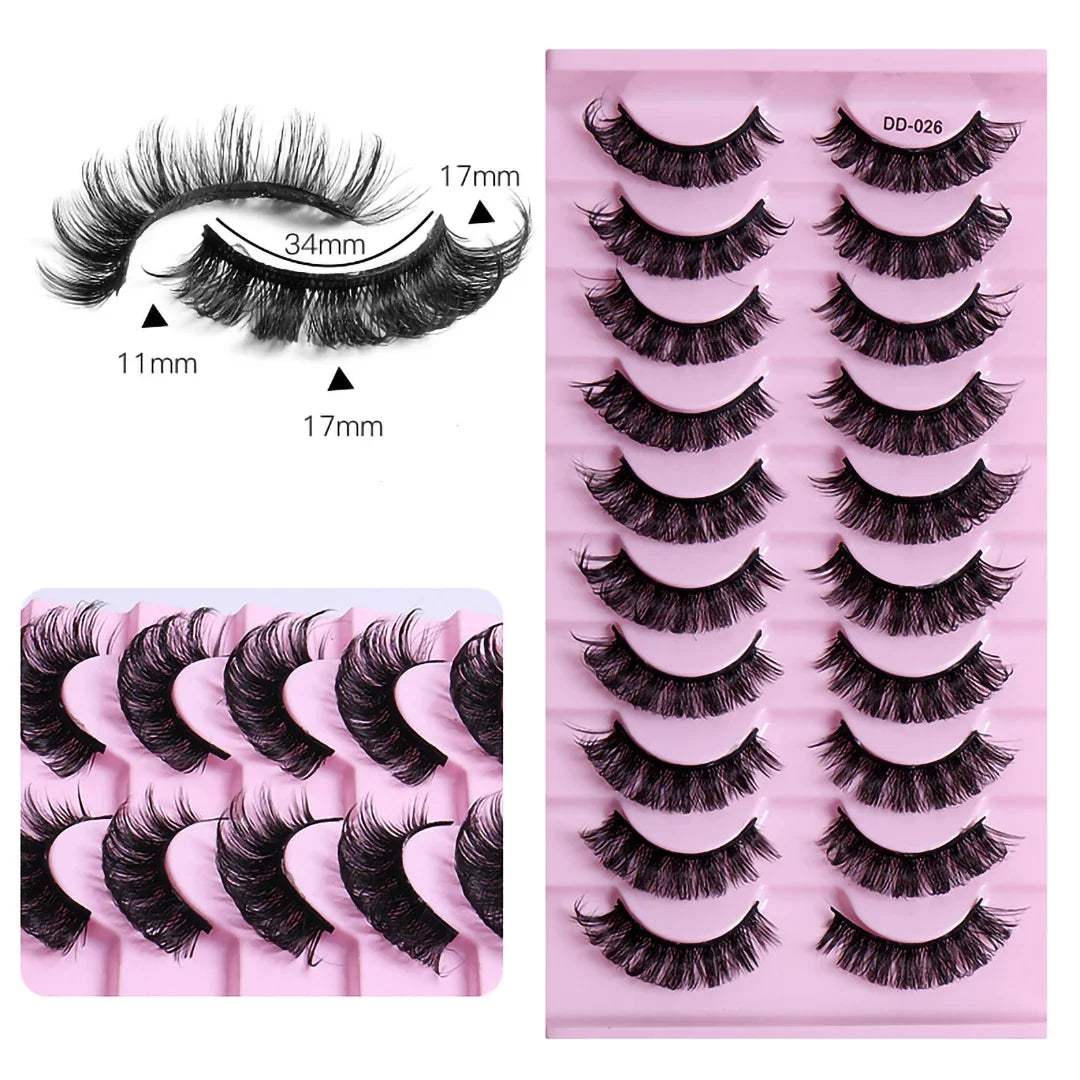 10 pairs Russian Strip Lashes Fluffy Mink Lashes 3D False Eyelashes Russian Volume Eyelashes Fake Eyelash Extension Make Up