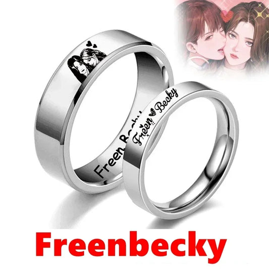 FreenBecky Same Female Leader of Thai Gap Series Signed The Same Ring with Titanium Steel Carving Lovers Ring Necklace