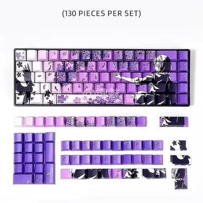 130 Key Side Engraved Transparent Cherry Key Cap Set PBT Simple Personality Key Cap for 60/64/84/98/108 Mechanical Keyboard