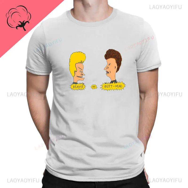 Shut Up Beavis and Butthead Print Funny Sarcastic Cartoon Men Tshirt Fashion Cotton TShirt Hip-hop Tops Male Short Sleeve Tee