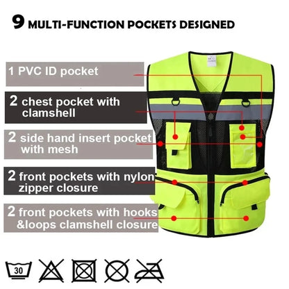 High Visibility Reflective Safety Reflective Vest Personalized Customized Night Cycling Work Clothes For Construction Workers