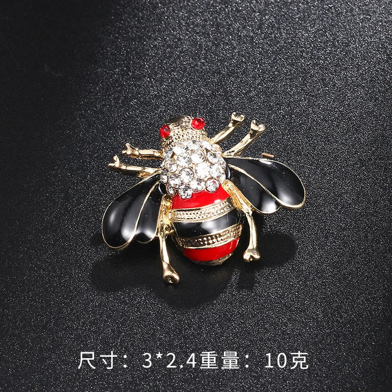 Creative Cute Insect Brooch Drip Oil Rhinestone Bee Beetle Animal Brooches Fashion Corsage Clothing Accessories Universal Pins