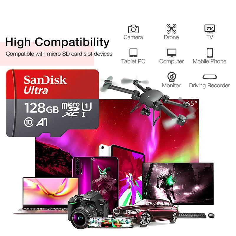 Sandisk Ultra Micro tf SD 128gb 32gb 64gb 256gb Micro tf SD Card SD/TF Flash Card Memory Card 32 64 128gb miniSD for Phone