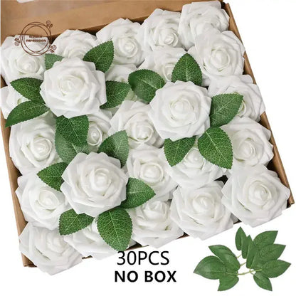 30pcs Artificial Flower Roses Bouquets Wedding Party Decorations Foam Roses Home Valentines Dia De La Madre Gift Garden Decors