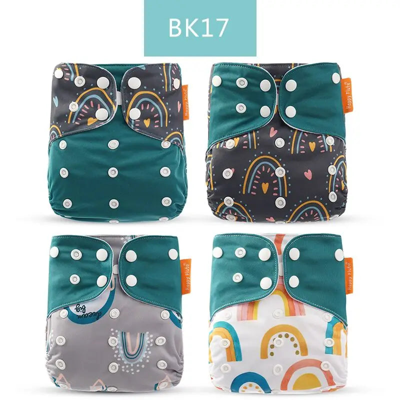 Happyflute 2023 New Fashion Style Baby Nappy 4Pcs/Set Diaper Cover Waterproof&Reusable Cloth Diaper