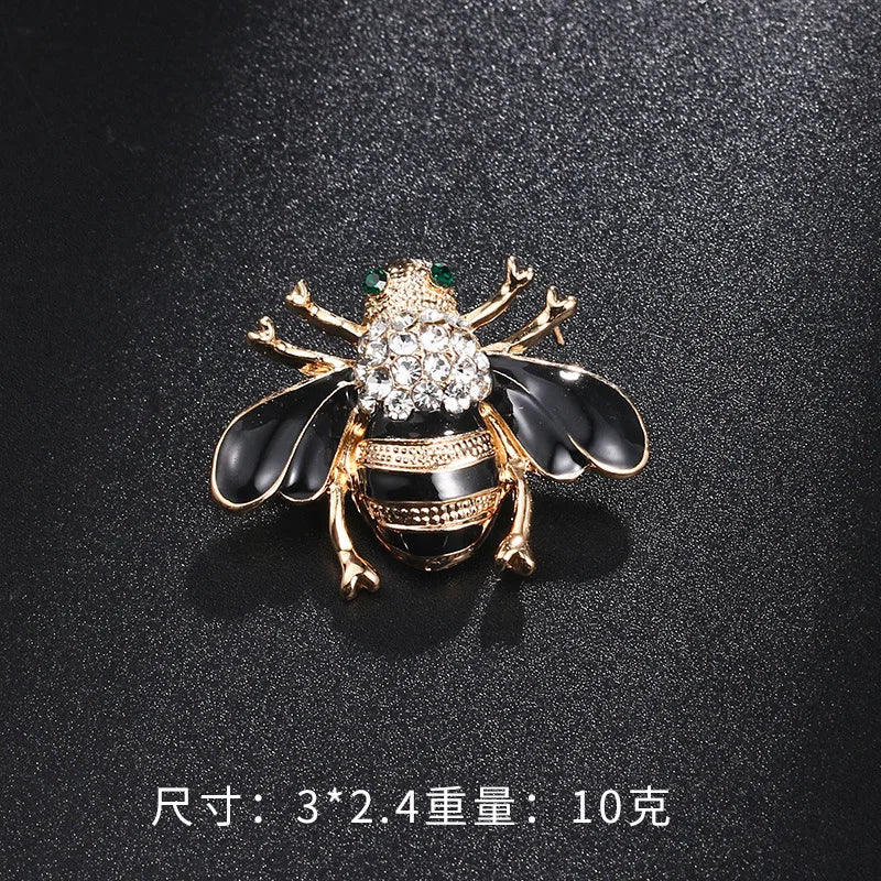 Creative Cute Insect Brooch Drip Oil Rhinestone Bee Beetle Animal Brooches Fashion Corsage Clothing Accessories Universal Pins