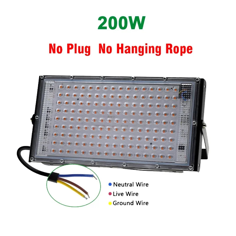 Full Spectrum LED Grow Light Phyto Lamp AC 220V 50W 100W 200W 300W With EU Plug For Greenhouse Hydroponic Plant Growth Lighting