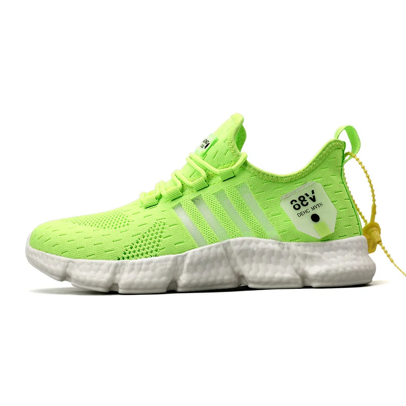 Men Vulcanize Shoes men's lightweight Breathable Sneakers Casual Mesh Fluorescent Green Comfortable Jogging Sport Shoes Zapatos