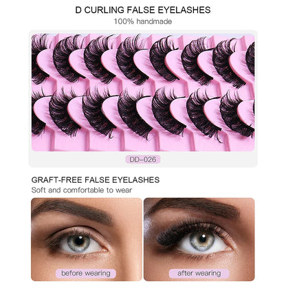 10 pairs Russian Strip Lashes Fluffy Mink Lashes 3D False Eyelashes Russian Volume Eyelashes Fake Eyelash Extension Make Up