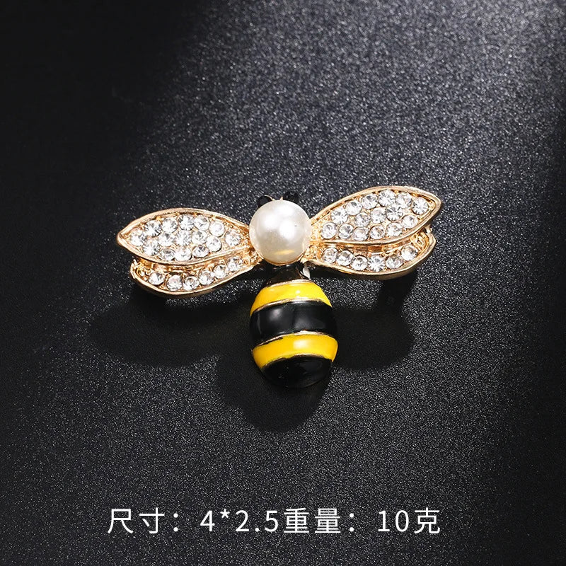 Creative Cute Insect Brooch Drip Oil Rhinestone Bee Beetle Animal Brooches Fashion Corsage Clothing Accessories Universal Pins