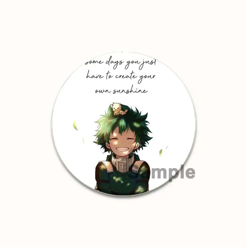 Round Anime Badge Midoriya Izuku Bakugou Katsuki Todoroki Shoto Ochaco Uraraka Cartoon Brooches Handmade Pins Accessorie Gifts