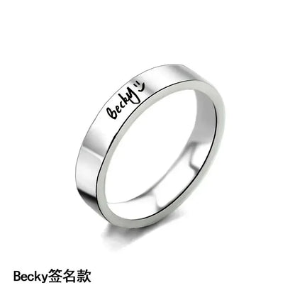 FreenBecky Same Female Leader of Thai Gap Series Signed The Same Ring with Titanium Steel Carving Lovers Ring Necklace