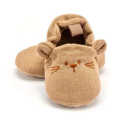 Adorable Infant Slippers Toddler Baby Boy Girl Knit Crib Shoes Cute Cartoon Anti-slip Prewalker Baby Slippers