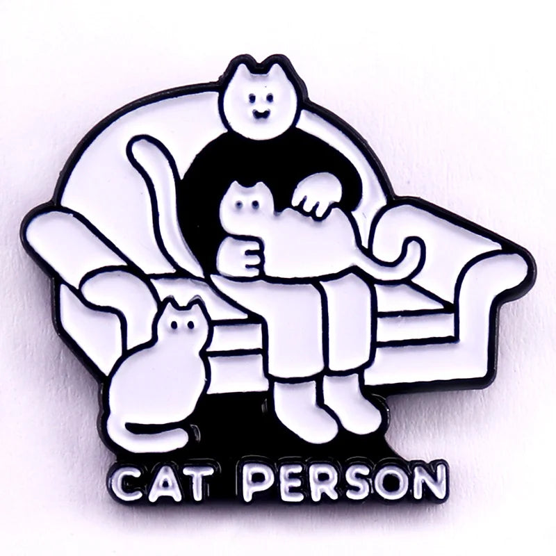 Cat Person Enamel Pin Cute Animal Badges Gift Jewelry For Cat Lovers