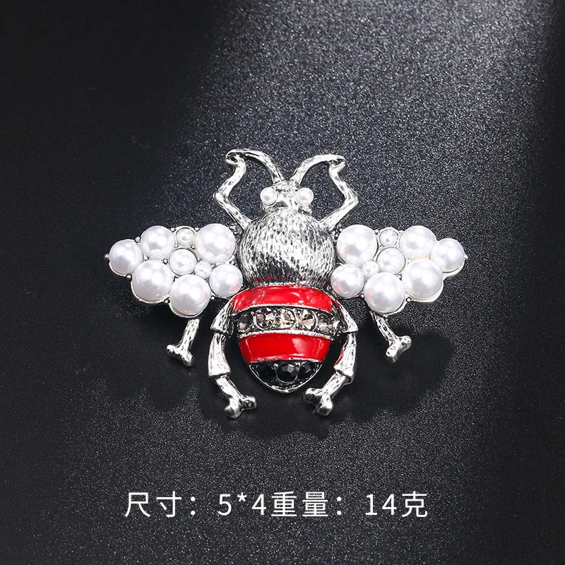 Creative Cute Insect Brooch Drip Oil Rhinestone Bee Beetle Animal Brooches Fashion Corsage Clothing Accessories Universal Pins