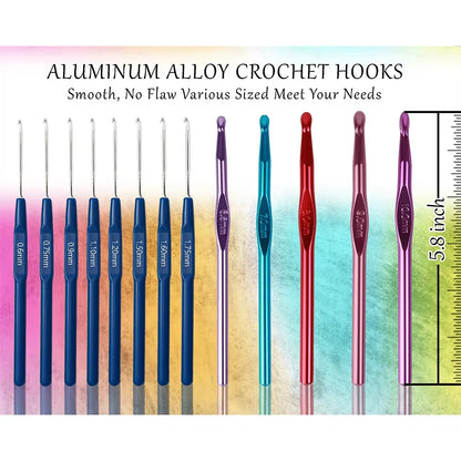 1Set Crochet Hooks Set Ergonomic Knitting Needle Weave Yarn Kits Multi Size DIY Hand Knitting Art Tools Crochet Lovers Beginners