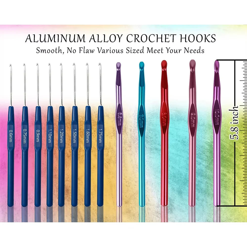 1Set Crochet Hooks Set Ergonomic Knitting Needle Weave Yarn Kits Multi Size DIY Hand Knitting Art Tools Crochet Lovers Beginners