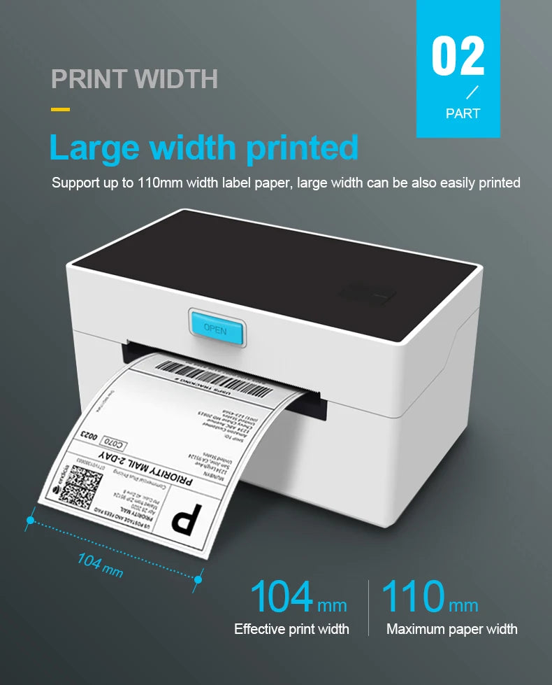 4inch Thermal Shipping Label Printer 9220USB/Bluetooth Compatible with Windows/Mac Barcode Label Printer