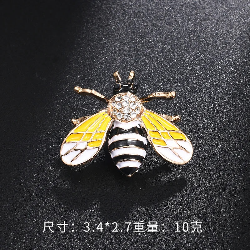 Creative Cute Insect Brooch Drip Oil Rhinestone Bee Beetle Animal Brooches Fashion Corsage Clothing Accessories Universal Pins