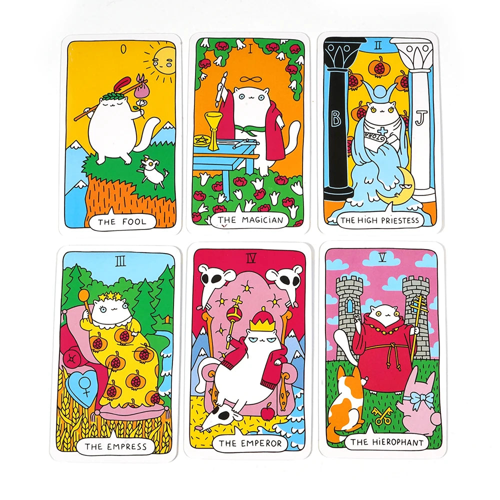 Wyspell Cat Tarot Cards 78 Card Cat Tarot Deck Unique Tarot Cards for Cat Lovers and Tarot Enthusiasts Cute Tarot