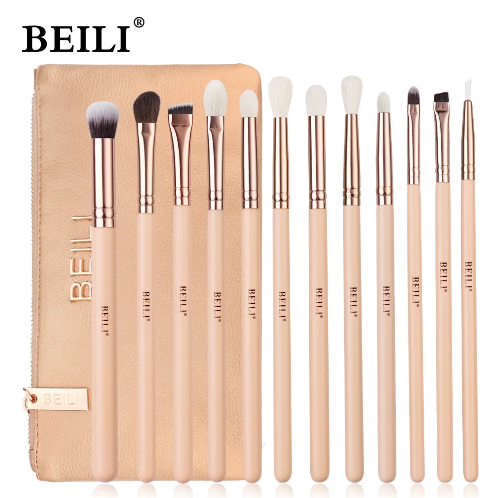 BEILI Pink Makeup Brushes High Quality Powder Foundation Blush Eyeshadow Make Up Brush Set  Natural Hair косметика