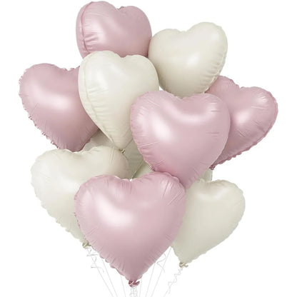 5/10pcs 18inch Heart Foil Balloons Pink Sage Green Heart Ballon for Birthday Party Valentines Day Wedding Anniversary Decoration