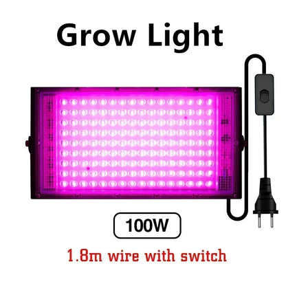 LED Grow Lights for Indoor Plants Full Spectrum Veg Bloom 220V 50W 100W Floodlight Switch Control Plant Light Seed Starting Seed