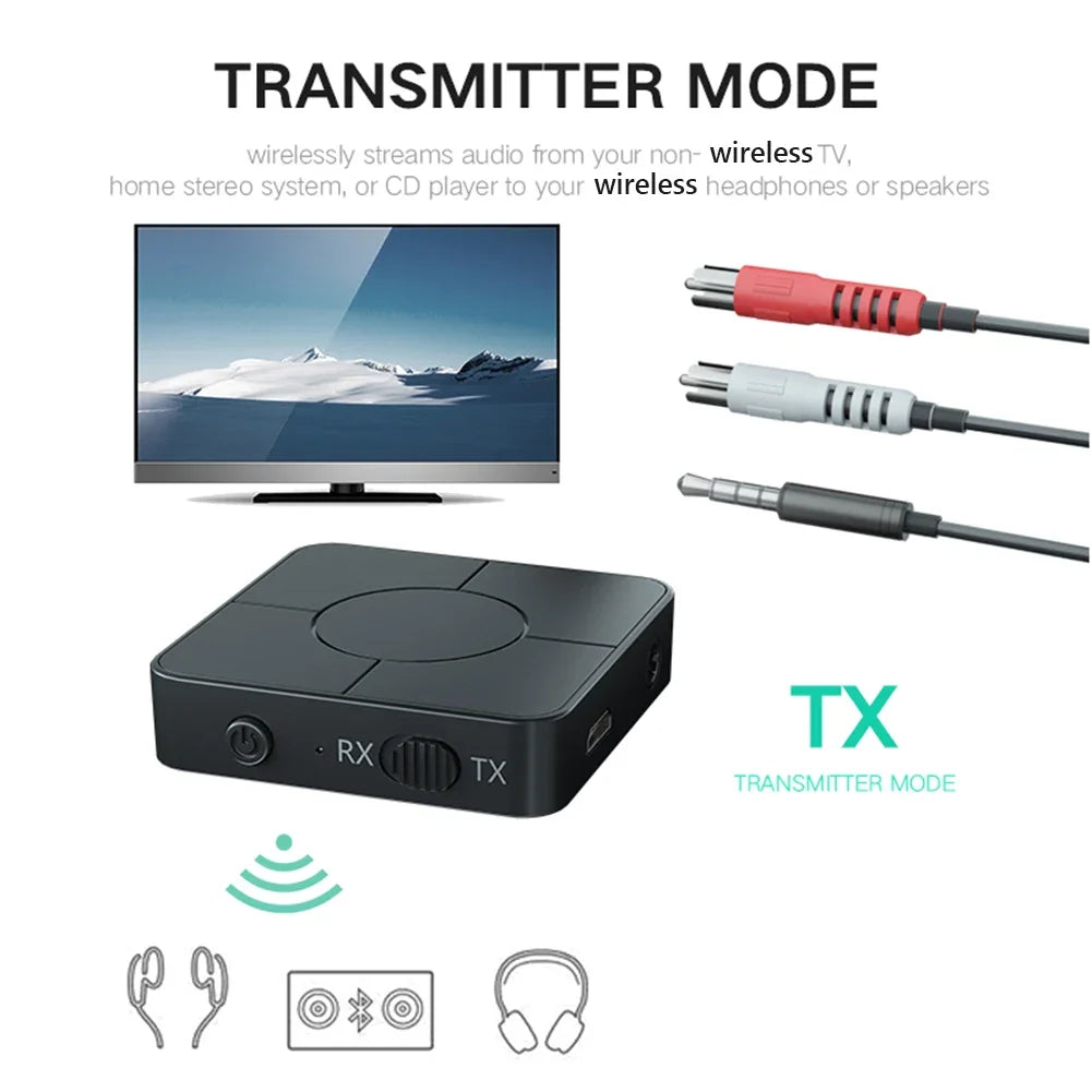 Audio Transmitter Receiver Bluetooth-compatible 5.0 RCA Wireless Music Audio Adapter with Mic for PC TV Car Intelligent System