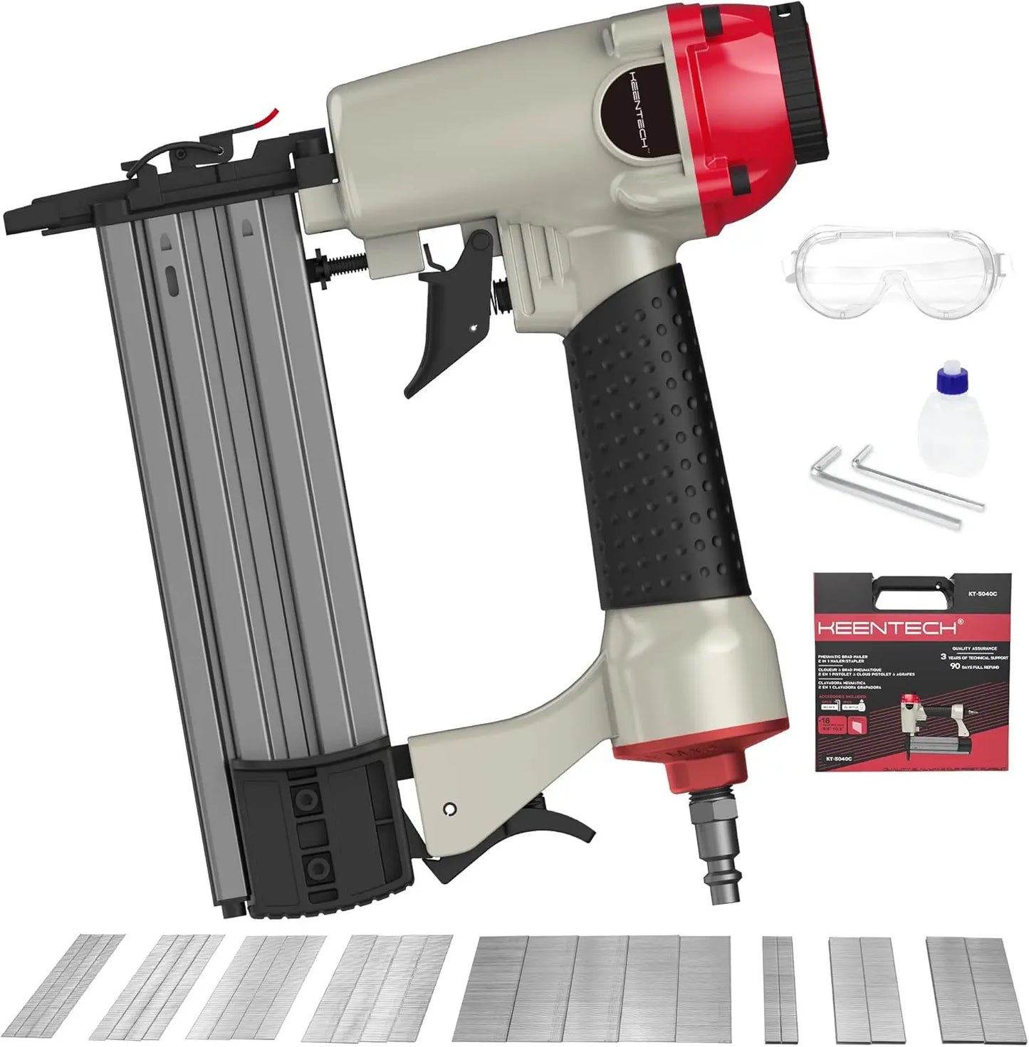 2 in 1 Pneumatic Brad Nailer 18 Gauge, Nail Penetration Adjustment, Industrial Air Nail Gun for Heavy Duty