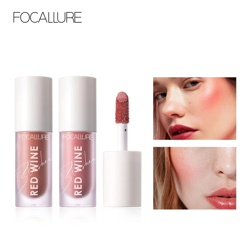 FOCALLURE Liquid Blusher 4 Colour Natual Makeup Face Blush Long-lasting Matte Make Up Hangover Red Wine Blush korean Makeup