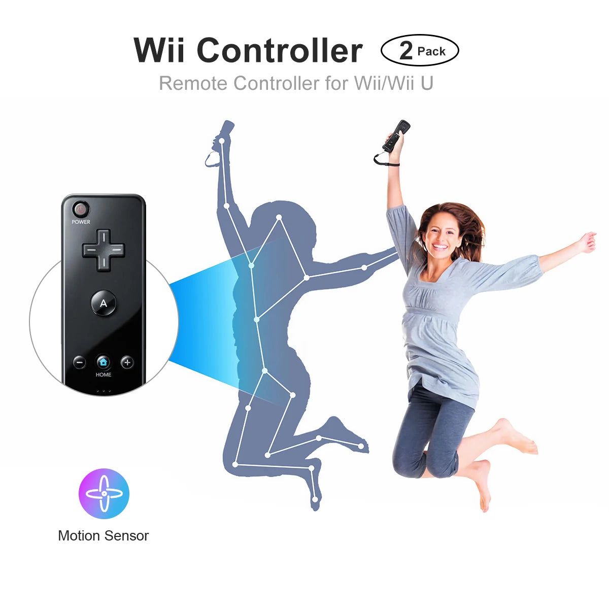 Wii Controller 2 Pack, Wii Remote Controller for Wii/Wii U