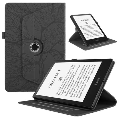 For Funda Kindle Paperwhite 12 Generation 7 Inch 2024 Colorsoft Case SA568B 3D Tree Embossed 360 Degree Rotating Stand Cover