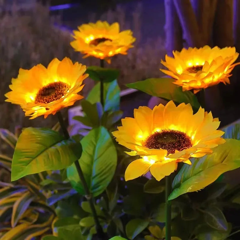 Solar Sunflower Light 1/3 Heads Outdoor Lawn Lights Waterproof Simulation Flower Landscape Lamp For Home Garden Christmas Decor